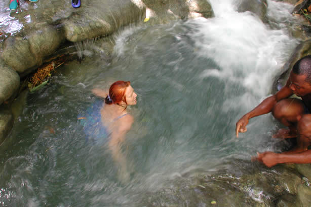 Riverwalk at   Mayfield Falls - Negril, Jamaica W.I. - Saturday, December 8, 2001 - Negril Travel Guide